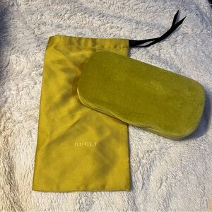 Gucci Green Velvet Glasses Case with Yellow Pouch